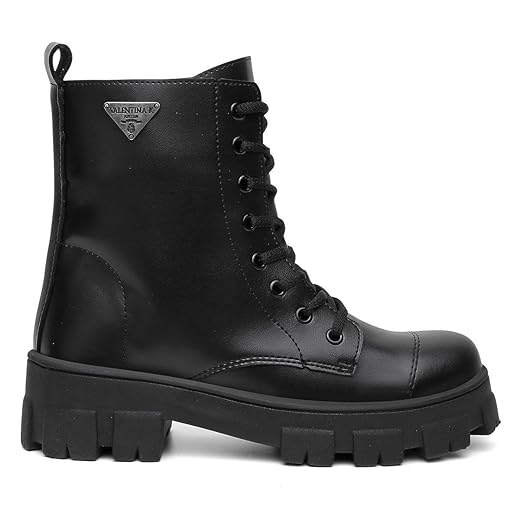 Bota Feminina Coturno Com Zíper Lateral Blogueira Solado Tratorado Leve e Macio