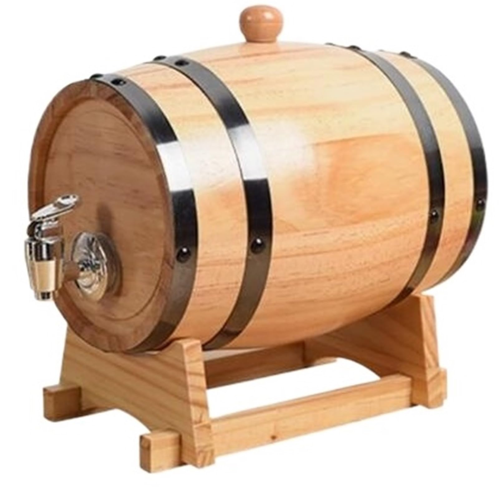 Dispensador de barril de vino y whisky de madera vintage con soporte y grifo, mini barril retro para bar, fiestas y exhibición (capacidad de 1,5 L)