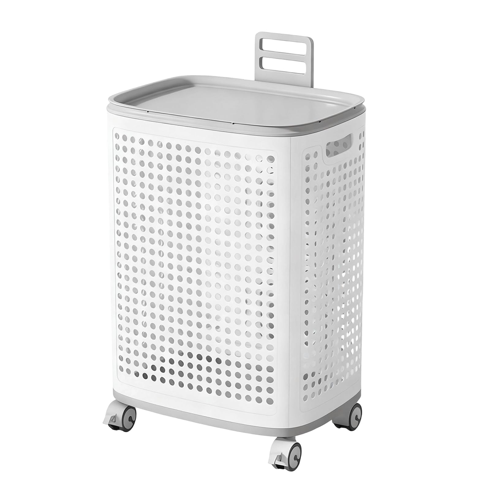 Sturdy PP Oversized Clothes Hamper with Ventilation Breathable Portable Easy Rolling Laundry Basket with Lid