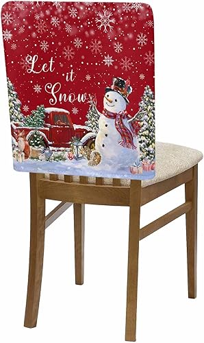 Miniatura 7 de Funda protectora para silla de Navidad, diseño de muñeco de nieve rojo, diseño de árbol de Navidad, camión, comedor, fundas de silla de copo de