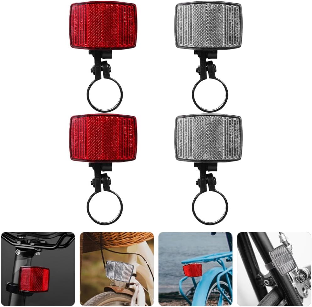 INOOMP 4pcs Bike Reflector Lightweight Front Rear Reflectors for Enhanced Visibility Easy Installation Reflective Tools for Mountain and Road Bicycles