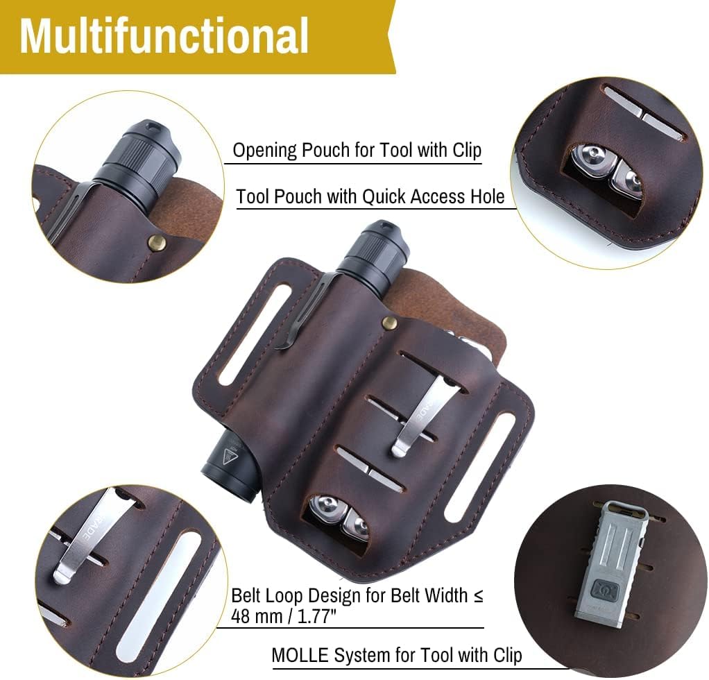 VIPERADE - Fourreau en Cuir pour Outil EDC, Poche Ceinture， pour Ranger Lampes De Poche, Couteaux Utilitaires Leatherman, Pinces, Stylos Et Plus Encore