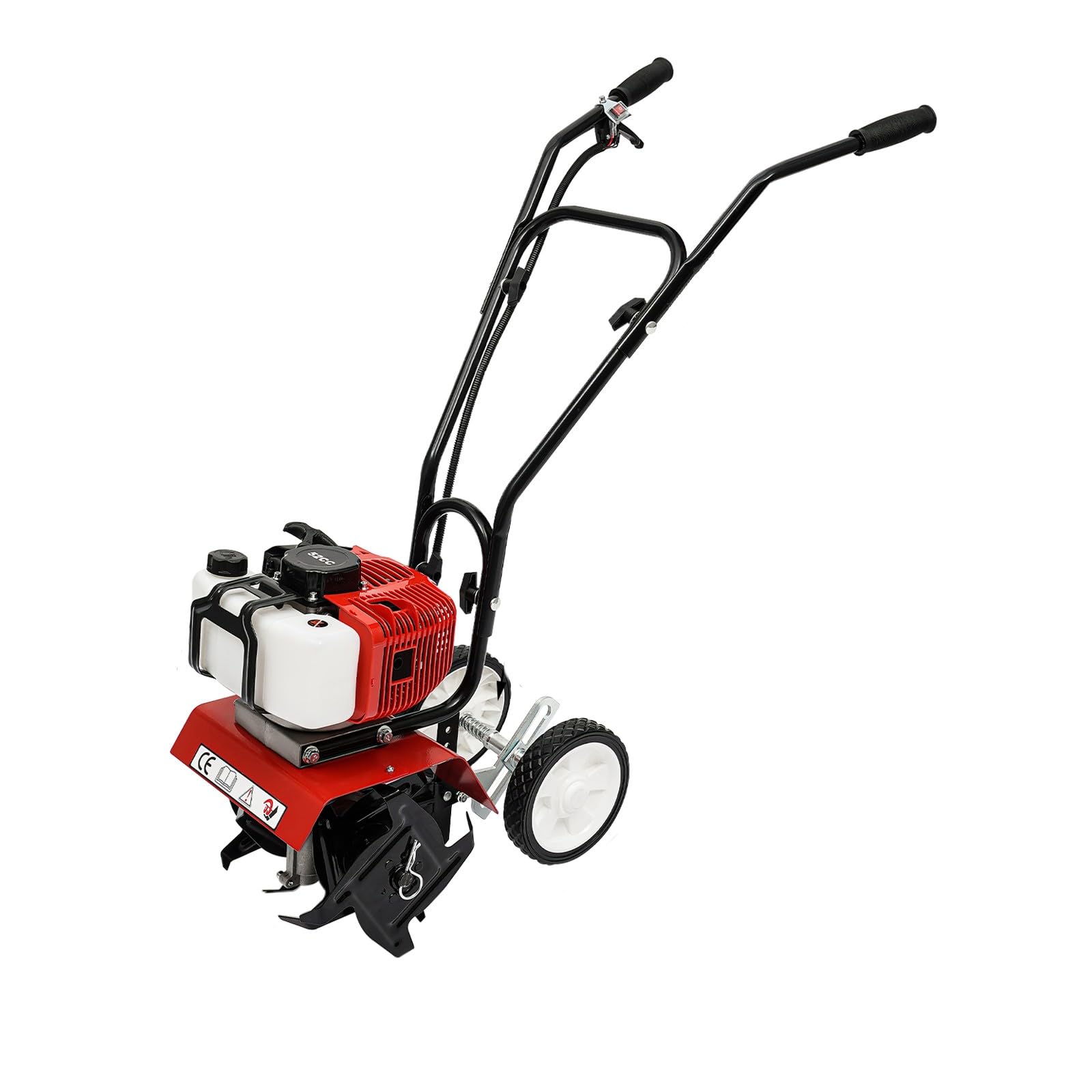 BJTDLLX Upgrade Mini Tiller Cultivator, 52CC 2-Stroke Rototiller Gas Powered Lightweight Garden Tiller Cultivator for Farm Plant & Lawn Digging, Weed Removal & Soil Cultivation