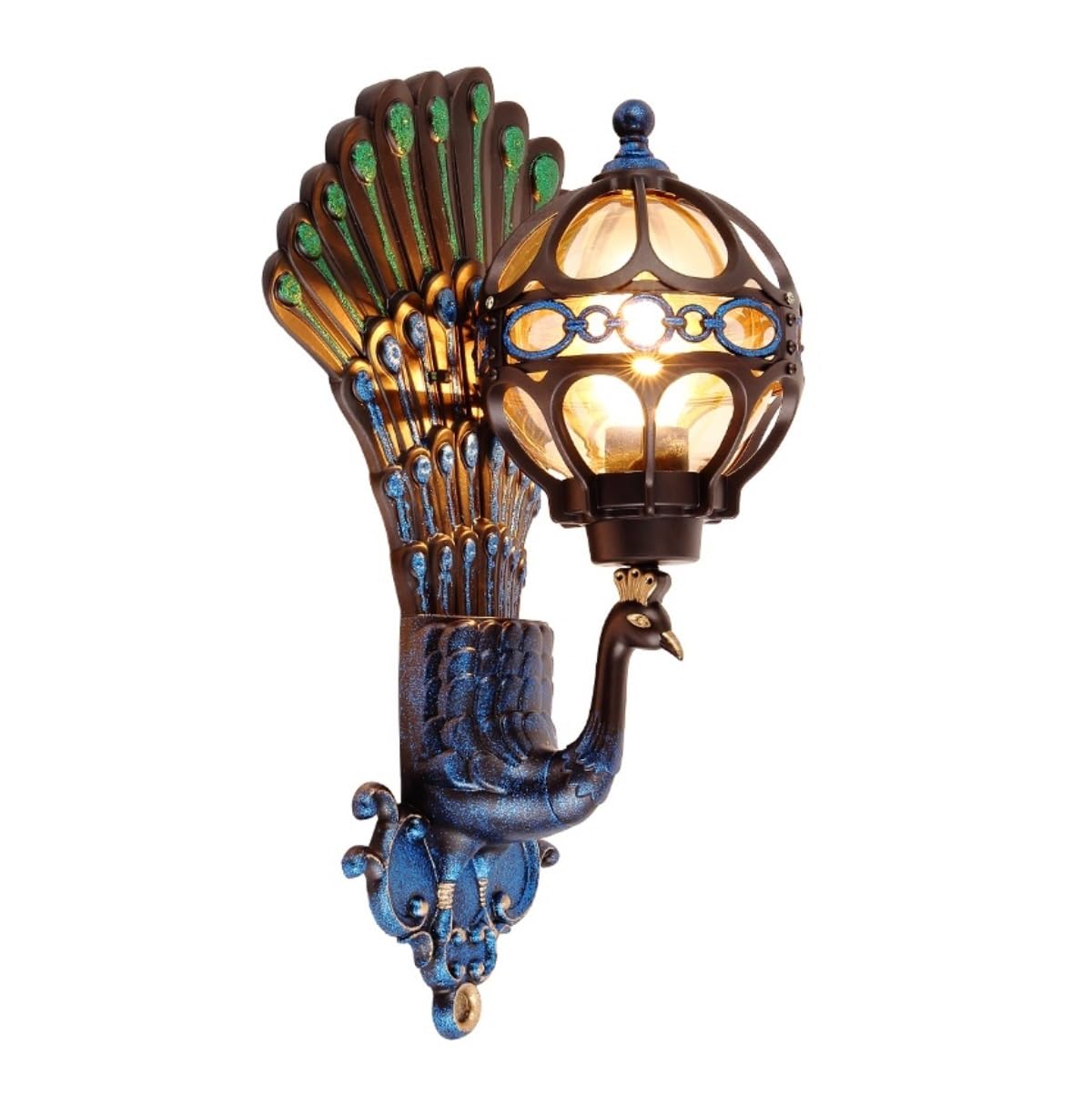 CVdrtyED Outdoor Wall Lights Peacock Outdoor Wall Lights Aluminium Glass Garden Lamps Waterproof Exterior Sconce for Community Villa Aisle Durable Porch(A)