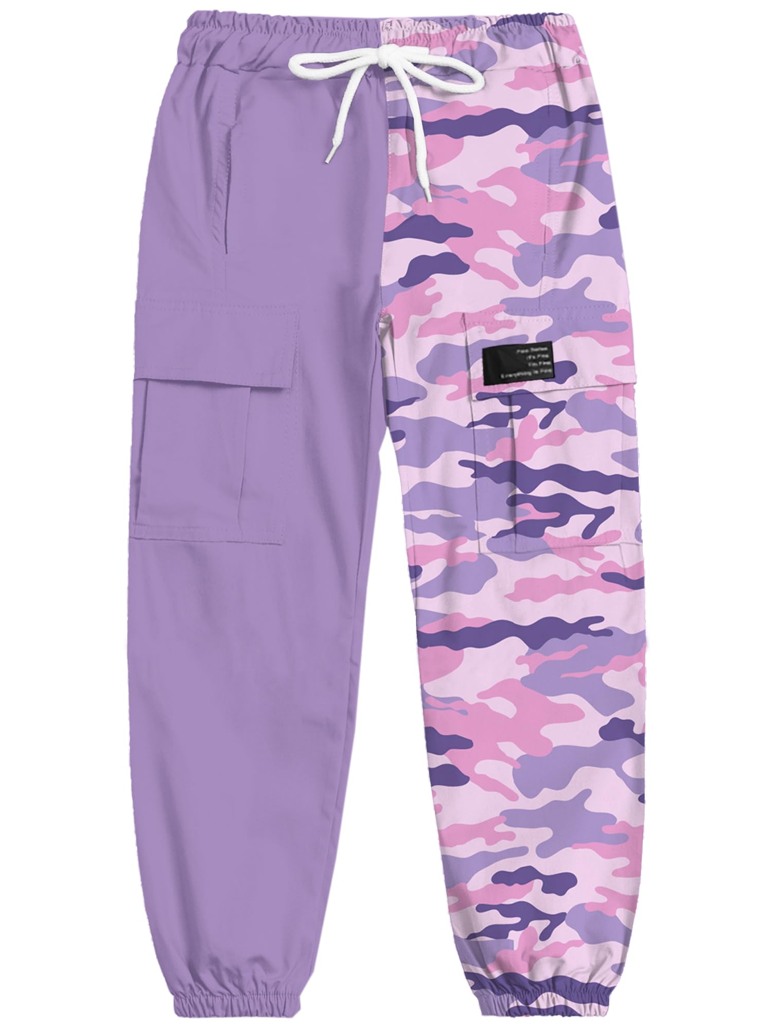 Cromoncent Girls&amp;Womens Cargo Pants Elastic Waist Lightweight Outdoor Jogger Pants, 6 Years - XX-Large