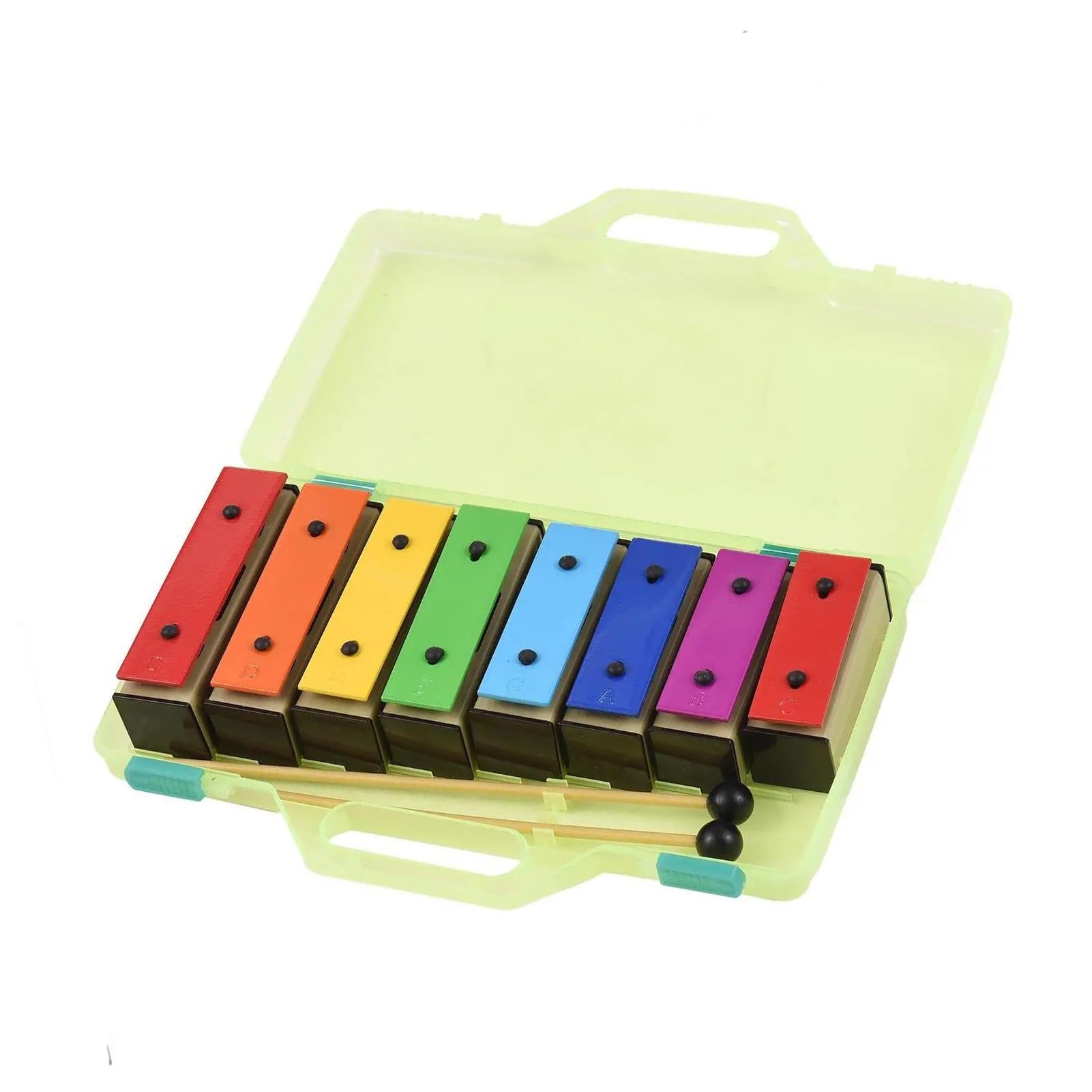 xilófono profesional Xilófono De 8 Notas Glockenspiel Colorido Placas De Metal Extraíbles Con Mazos Estuche Instrumentos De Percusión Regalos