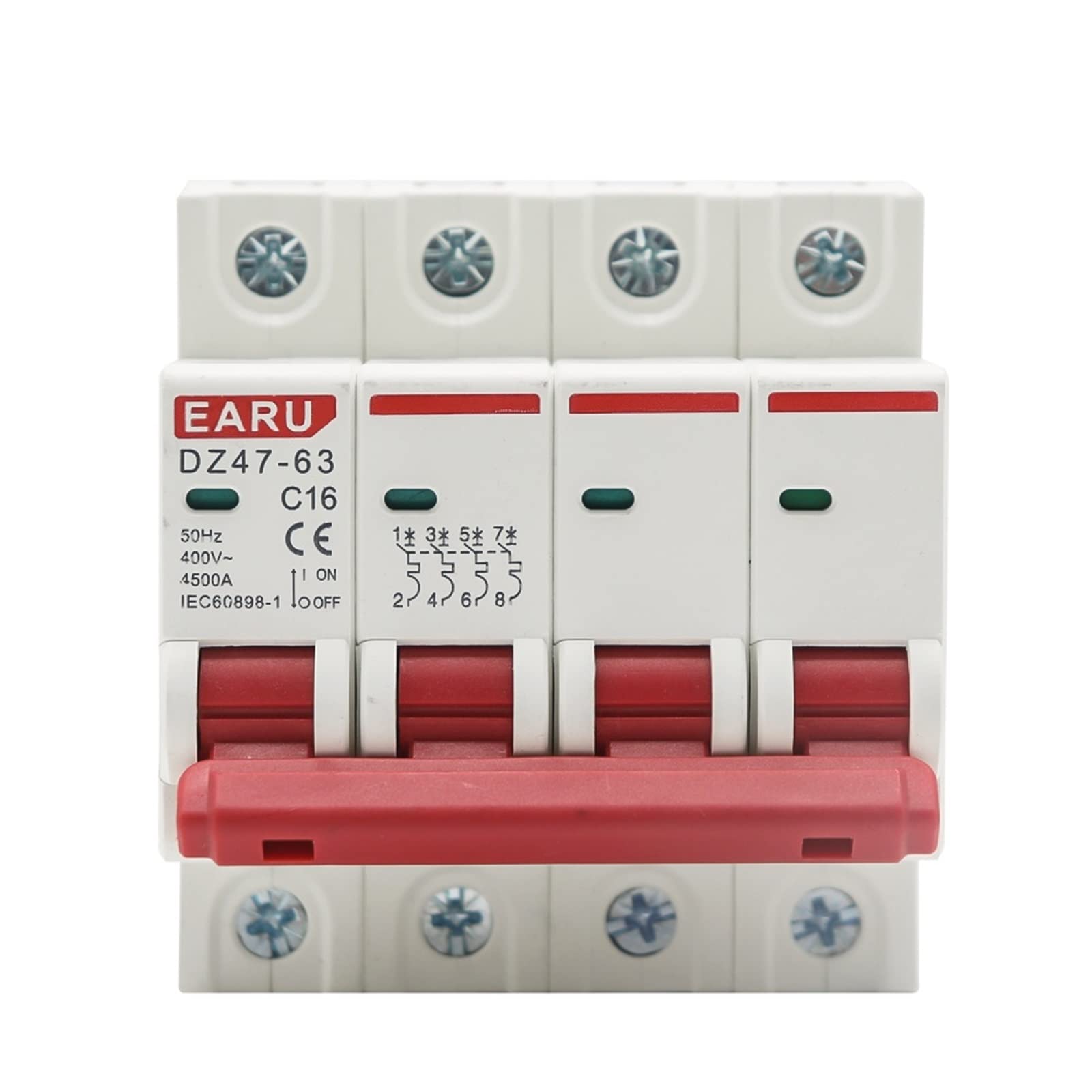 FQJYXWEWL 1Pcs 4P 3A-63A 400V C Type Mini Circuit Breaker MCB Short Overload Circuit Protector 35mm Din Rail(32a)
