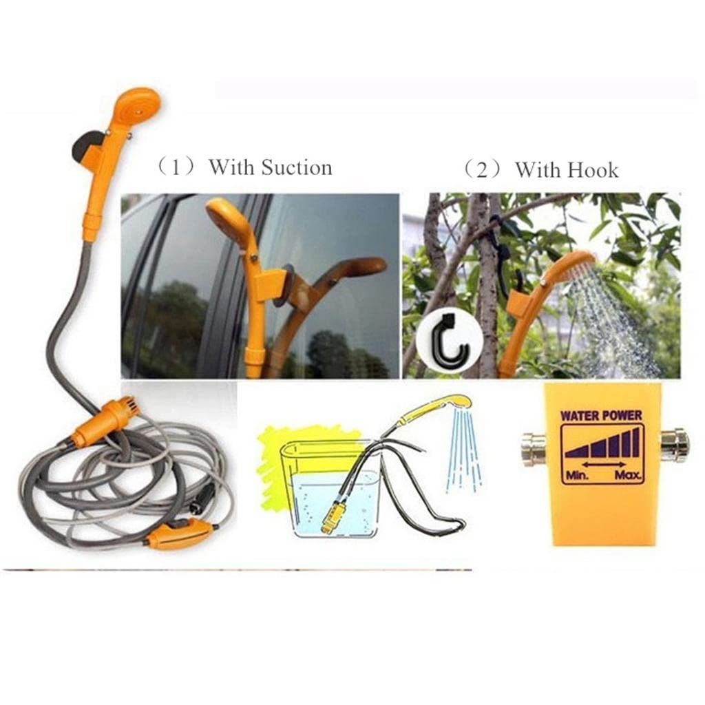 Ducha Portátil Bomba de Agua Cubeta Plegable Eléctrica con Cabezal de Ducha Cable de Alimentación Función Ajustable Adecuada para Camping Lav