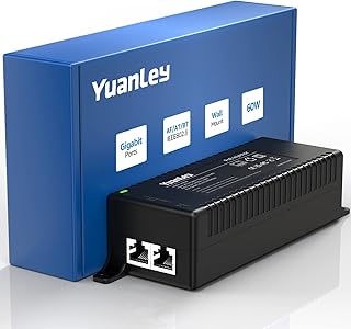 YuanLey Gigabit PoE Injector 60W, PoE++ Injector Converts Non-PoE to PoE++ Network, IEEE 802.3bt/at/af, 10/100/1000Mbps PoE Adapter Plug & Play, Distances Up to 325 Feet, Desktop/Wall-Mount