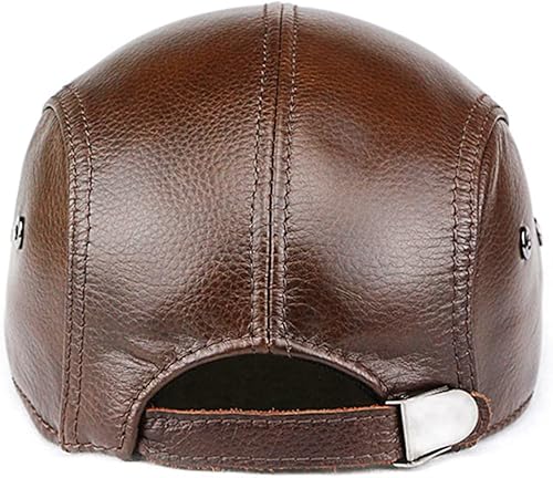 Miniatura 6 de Sombrero ajustable de hombre estilo Newsboy con boina, sombrero de cuero genuino para conducir, caza, pesca, gorra Ivy de moda, sombrero plano