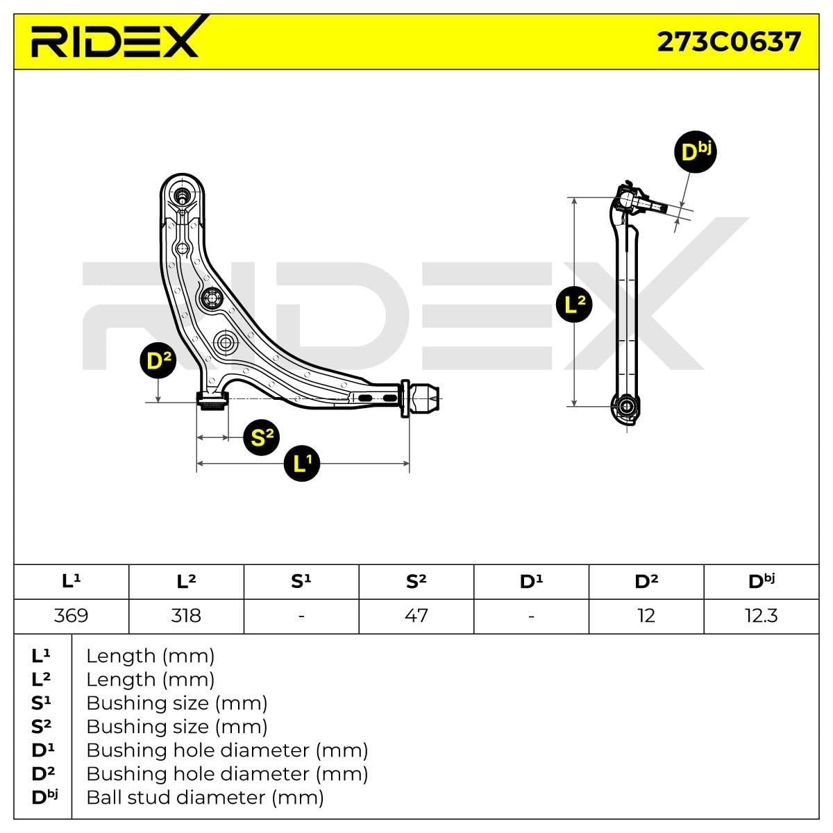 RIDEX 273C0637 Braccio oscillante sospensione ruota Anteriore Destra con accessori con snodo portante/di guida Compatibilità con NISSAN MICRA II K11
