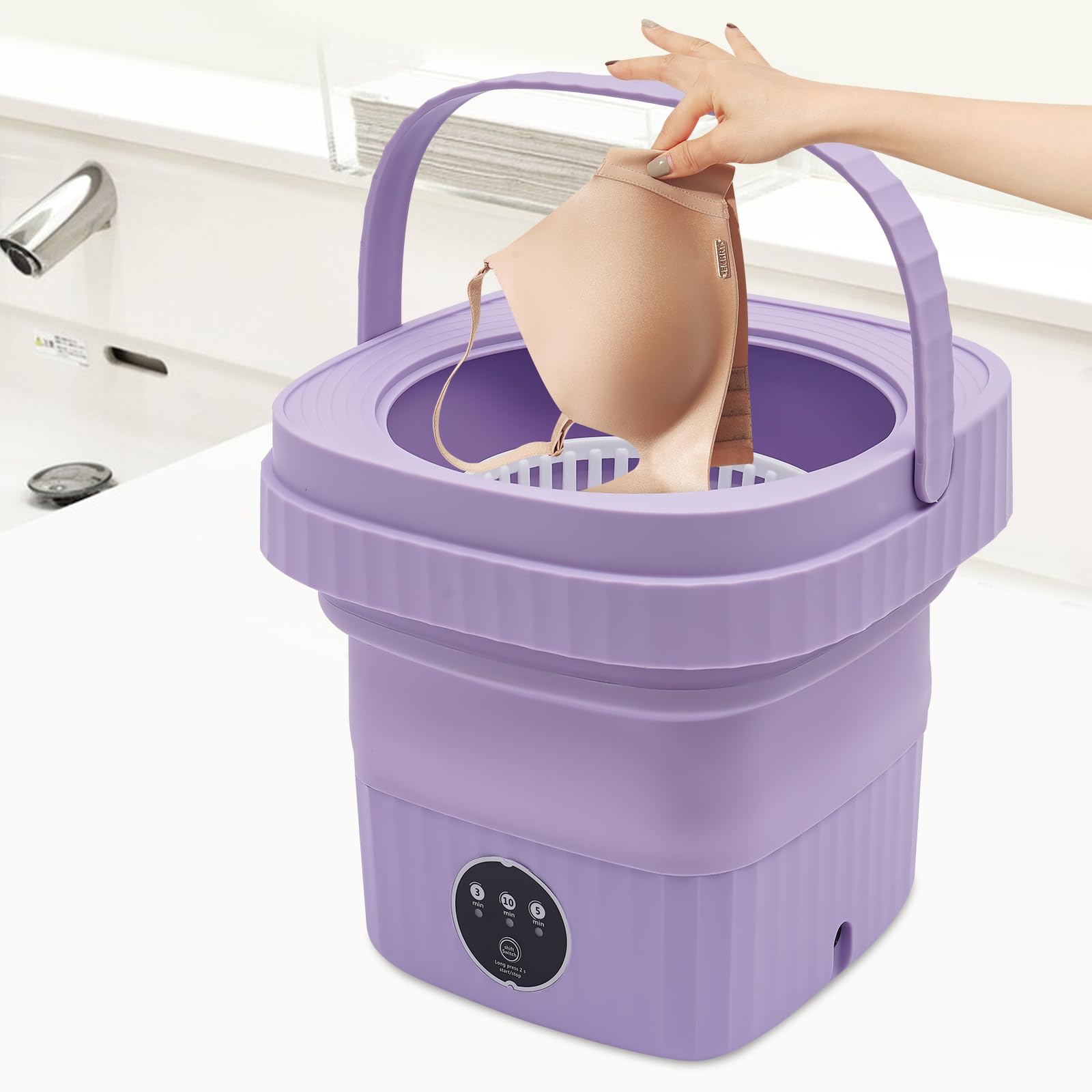 Mini lavatrice pieghevole 6 L,40 W con una lavatrice che combina lavaggio, asciugatura e centrifuga, per campeggio, viaggio e biancheria intima