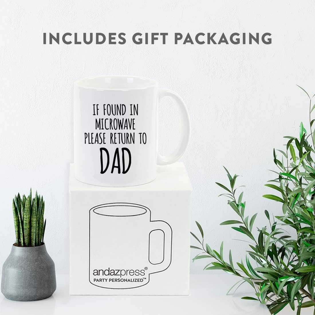 Andaz Press Funny Father's Day 11oz. Coffee Mug Gift for Dad, If Found in Microwave Please Return to Dad, 1-Pack, Novelty Birthday Christmas Hot Chocolate Cup