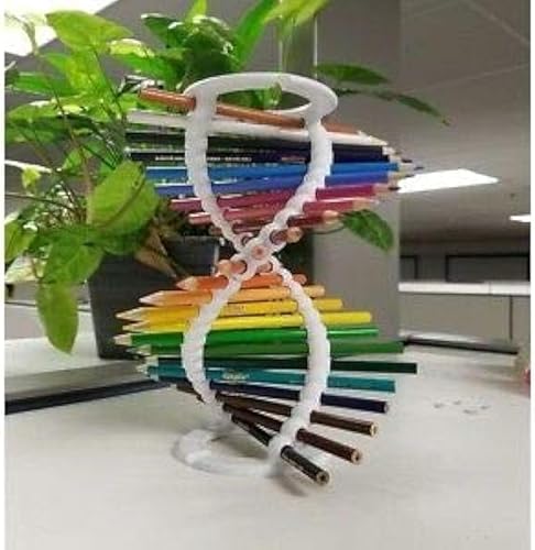 Znet3D DNA Helix Portalápices  9 pulgadas de alto  Capacidad para 24 lápices  Diseño liso de borde redondo  Lápices no incluidos (blanco)