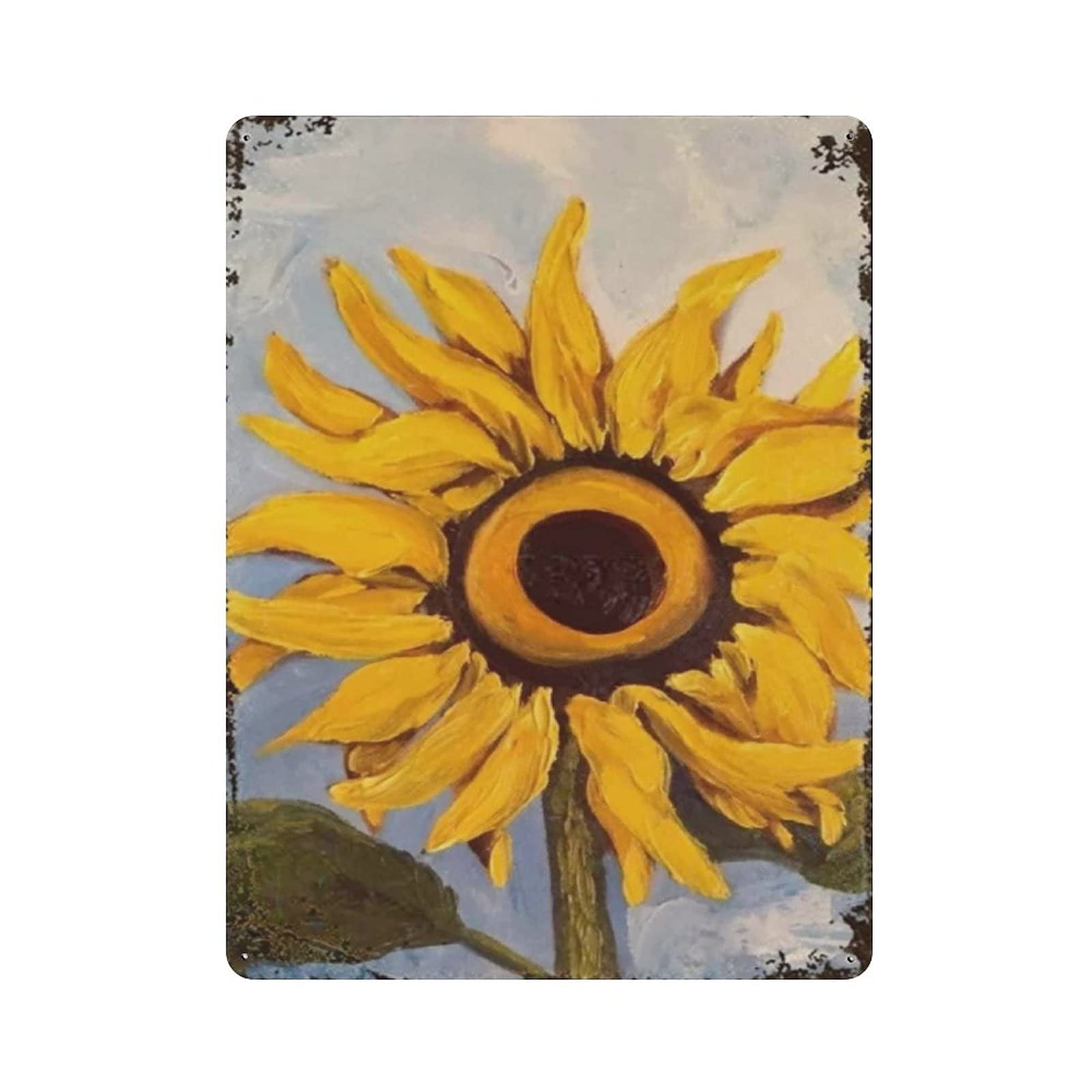 Beautiful Sunflower Tin Sign Metal Plaque Art Hanging Iron Painting Retro Home Kitchen Garden Garage Wall Decor 16"x12"