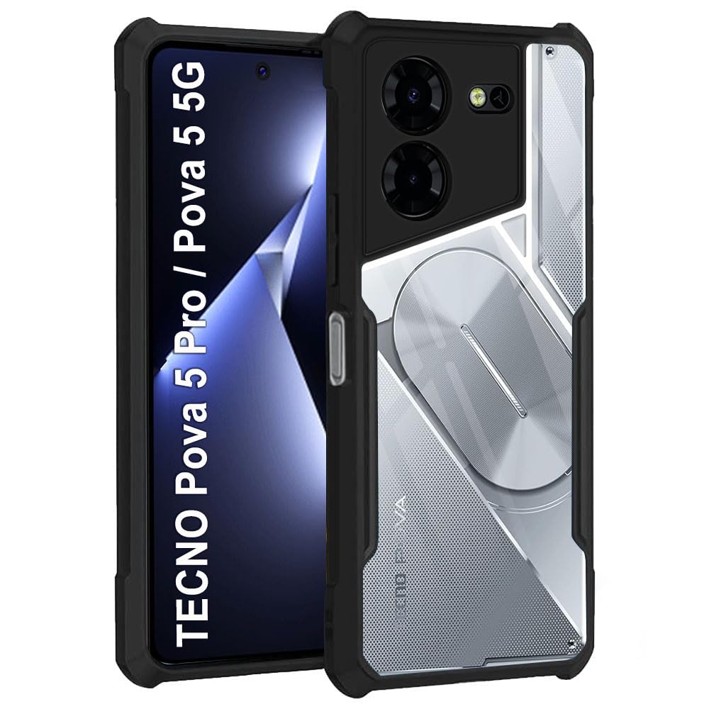 TheGiftKart Shockproof Crystal Clear Back Cover Case for Tecno Pova 5/5 Pro 5G | 360 Degree Protection | Protective Design | Transparent Back Cover Case for Tecno Pova 5/5 Pro 5G (Black Bumper) (B0CJYG32C9) Amazon Price History, Amazon Price Tracker
