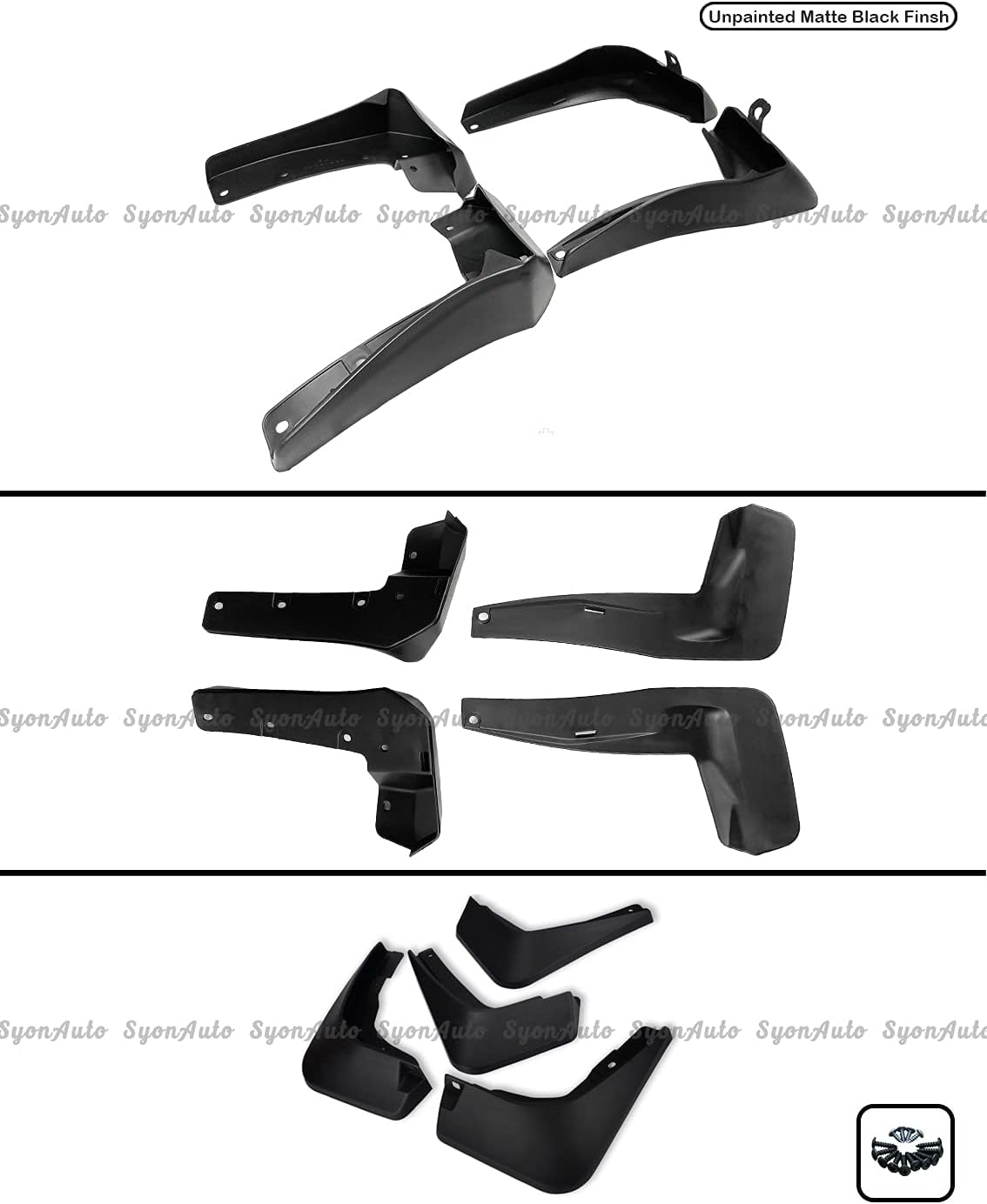 FITS 2017-2021 Honda Civic Hatchback FK4 FK7 Plastic 4PC MUD Flap Splash Guard, Matte Black