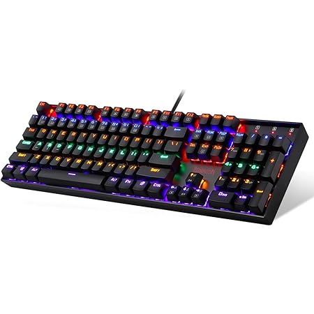 Redragon K551 Rainbow LED Backlit Mechanical Wired Gaming Keyboard with Numlock Keys for Windows PC (Red Switches)