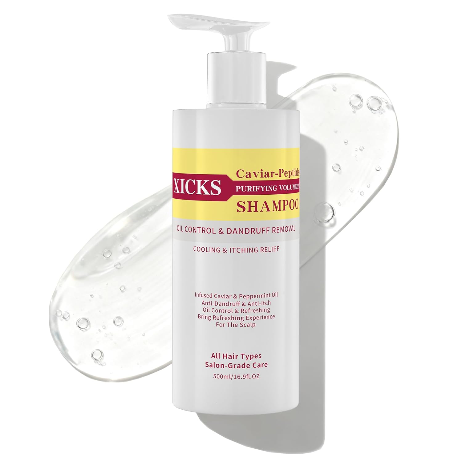 Volumizing Shampoo for Fine & Thin Hair,Caviar Peptide Mint Oil Control,Anti-Dandruff Scalp Care,Sulfate Free Root Lift,Adds Volume & Thickening for Oily Scalp - 500ml