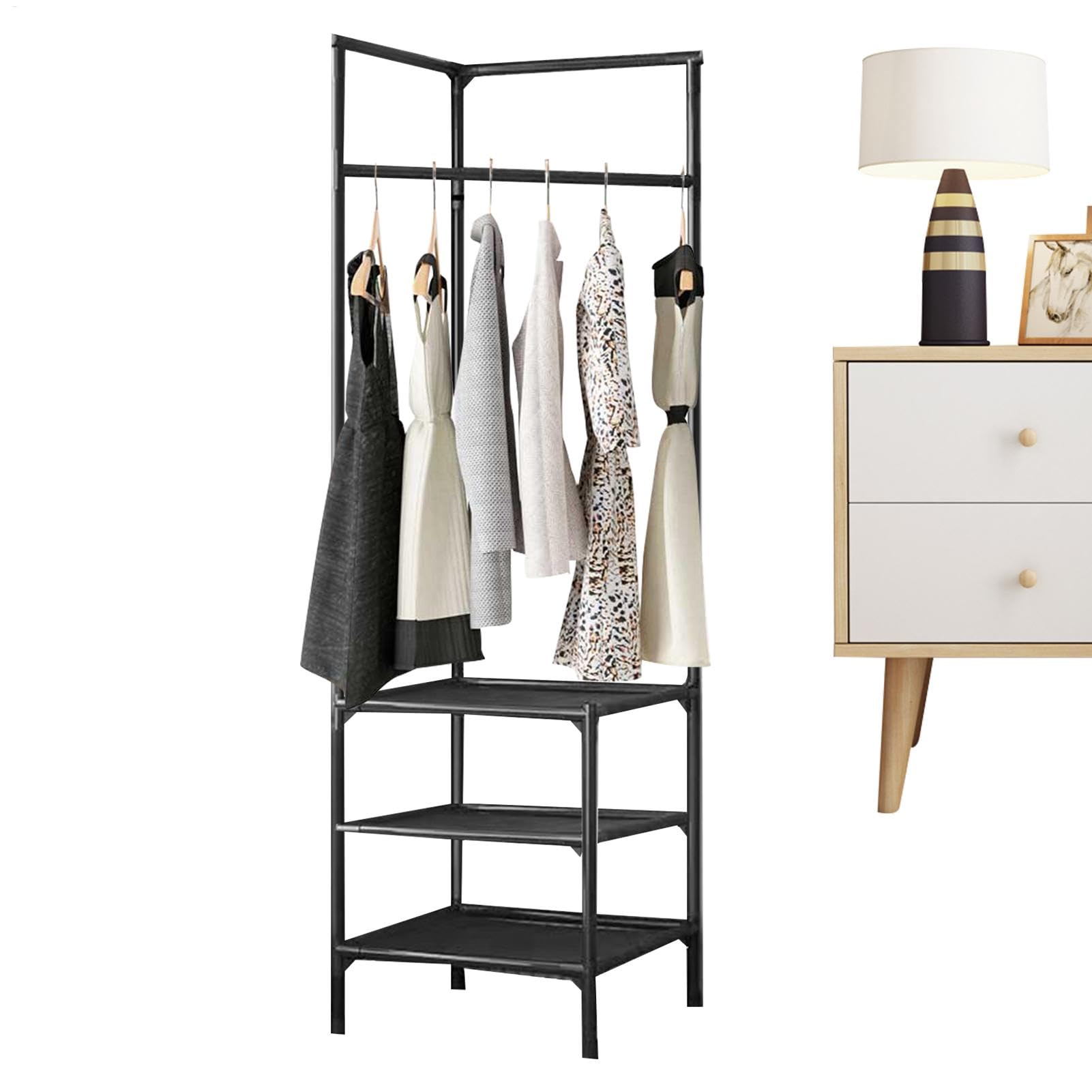 FGXHHS Metal Corner Coat Rack - Freestanding Multi-Purpose Clothes & Shoe Storage, Entryway Garment with Hanging Rail for Hallway, Laundry Room, Bedroom