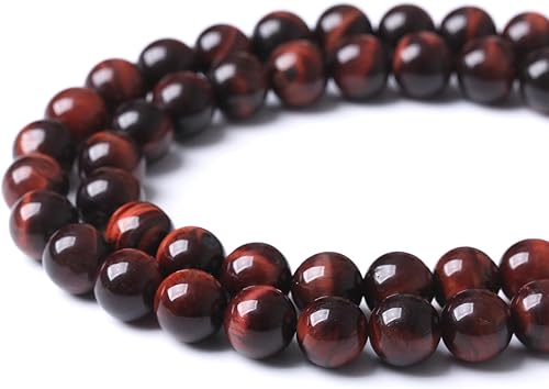 Miniatura 2 de Cuentas sueltas redondas de ojo de tigre rojo de 0.394 pulgadas (0.394 in), cuentas de gema natural, cuentas de piedra de energía de cristal para
