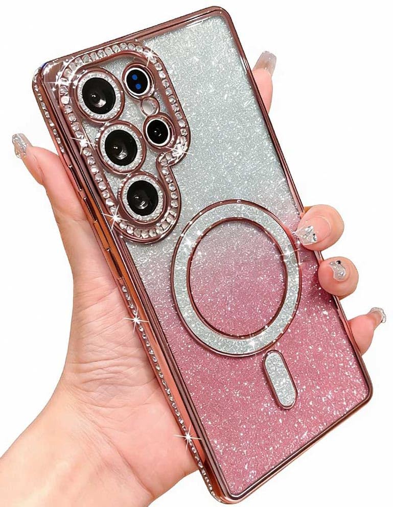 Coque transparente Samsung S25 Ultra magnétique antichoc à paillettes