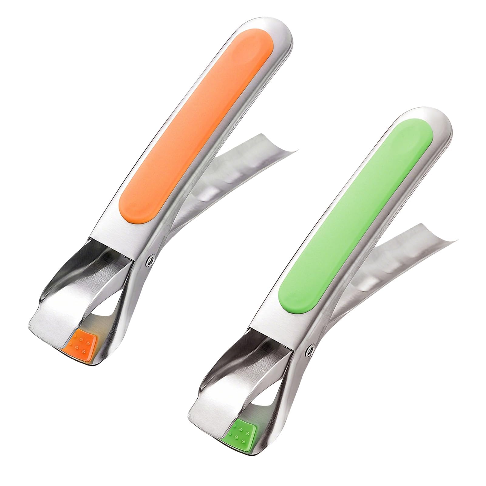 2Pcs Hot Plate Gripper, Non-Slip Kitchen Silicone Tongs for Air Fryer Heat Resistant Stainless Steel Dish Clip Hot Dishes Tong Compatible with Instant Pot Accessories, Microwave, Oven (Qrange+Green)