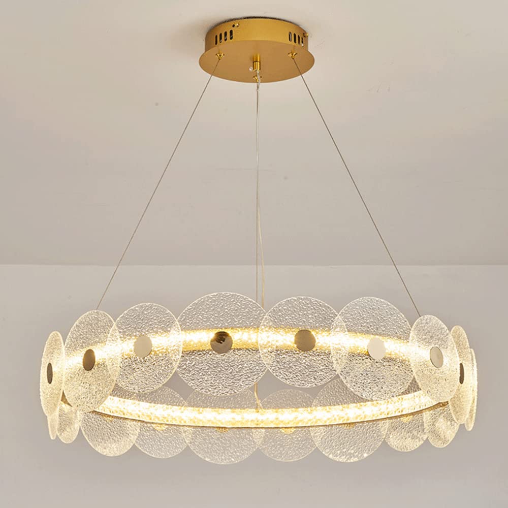 Lampe suspendue à anneau doré pour éclairage de restaurant et salle
