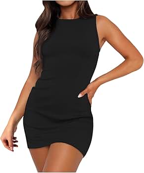 Women's Summer Sleeveless Boat Neck Mini Dress Slim Fit