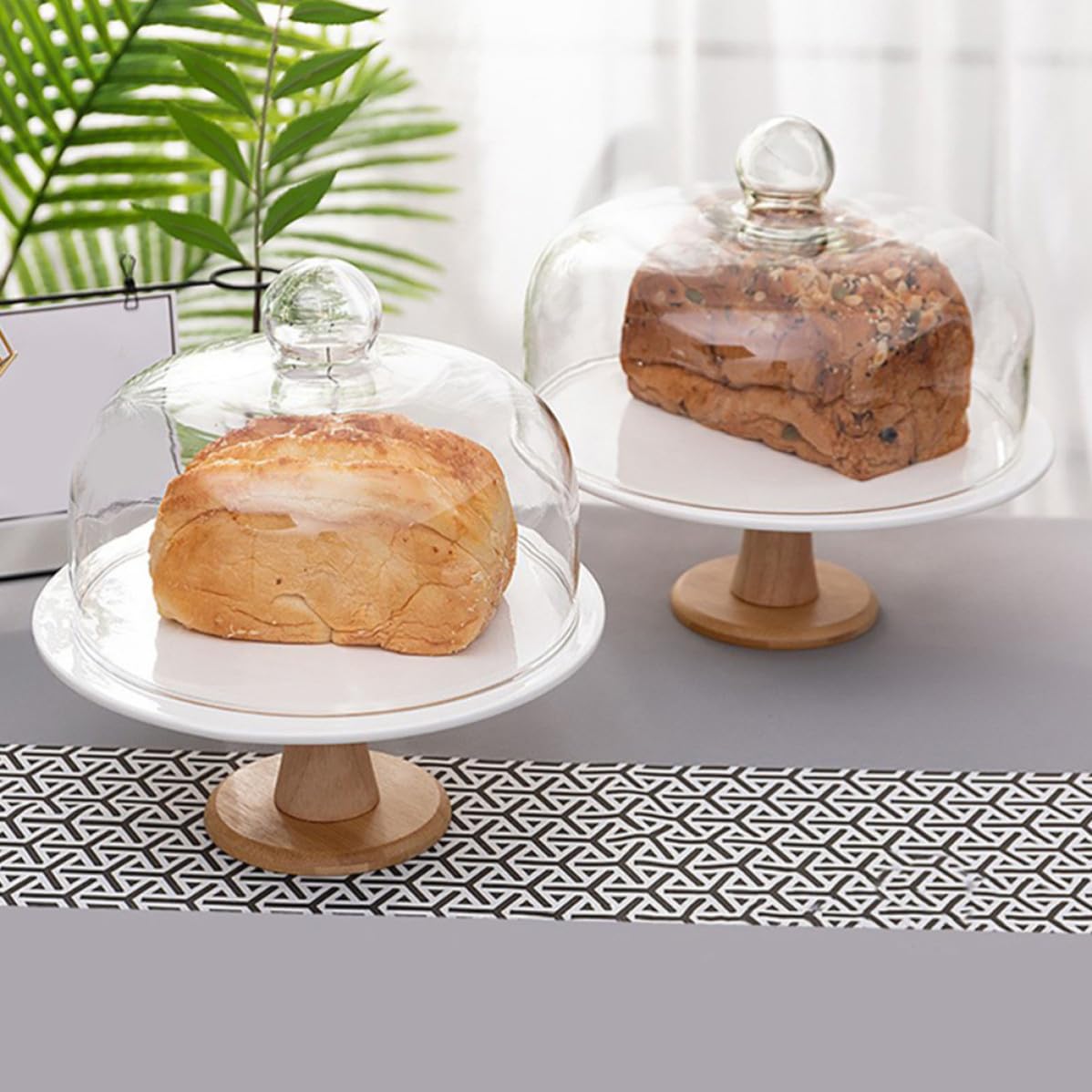 KICHOUSE Alzatina per Dolci con Coperchio, Piccolo, per Torte e Muffin | Vetro, Ceramica e Legno, per Compleanni e Matrimoni, per Esporre e Conservare Pasticceria