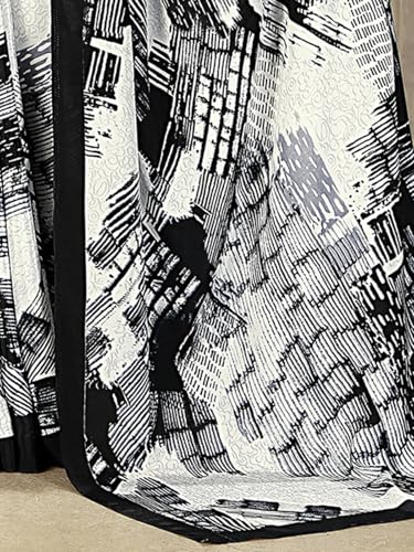 Image of SIRIL Women's Crepe Silk Printed Saree with Unstitched Blouse Piece