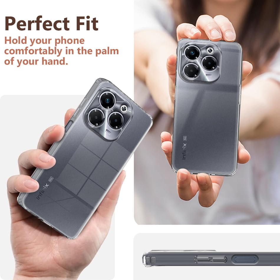 Image of Fashionury Crystal Clear Case for Infinix Note 40x 5G | Yellowing Resistance | Transparent TPU Silicone | Raised Camera Lips | Slim Transparent Cover