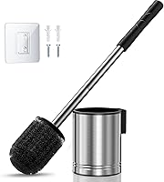 HAMITOR Compact Toilet Bowl Brush Set with Hidden Holder - Rustproof Stainless Steel, Space-Saving for Small Bathrooms, Apartments, RVs - Silver