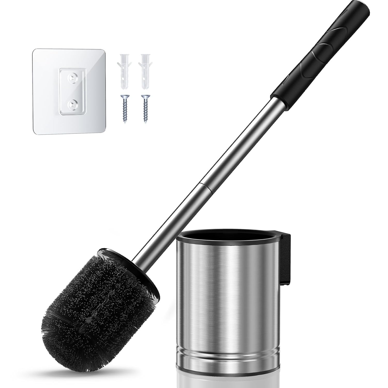 HAMITOR Toilet Bowl Brush Set Compact Space-Saving Design with Hidden Holder for Small Bathrooms Apartments RVs - Bathroom
