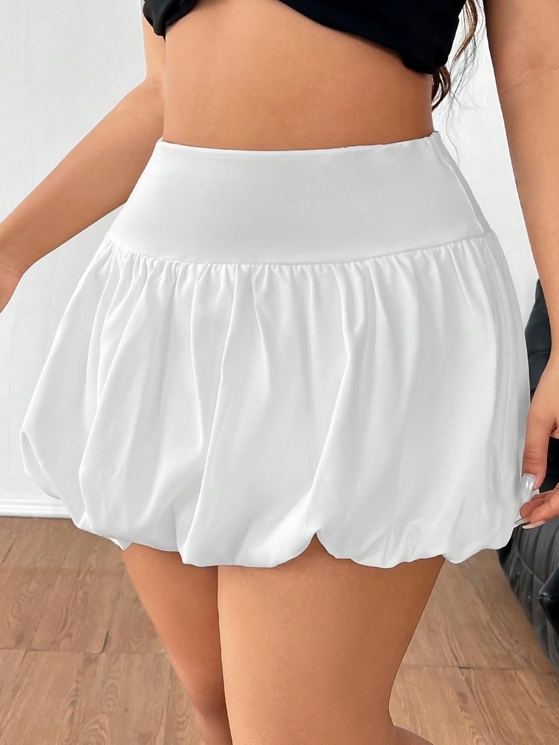Milumia Women's Plus Size Bubble Mini Skirt High Wasted Flared Short Skirts - Image 4