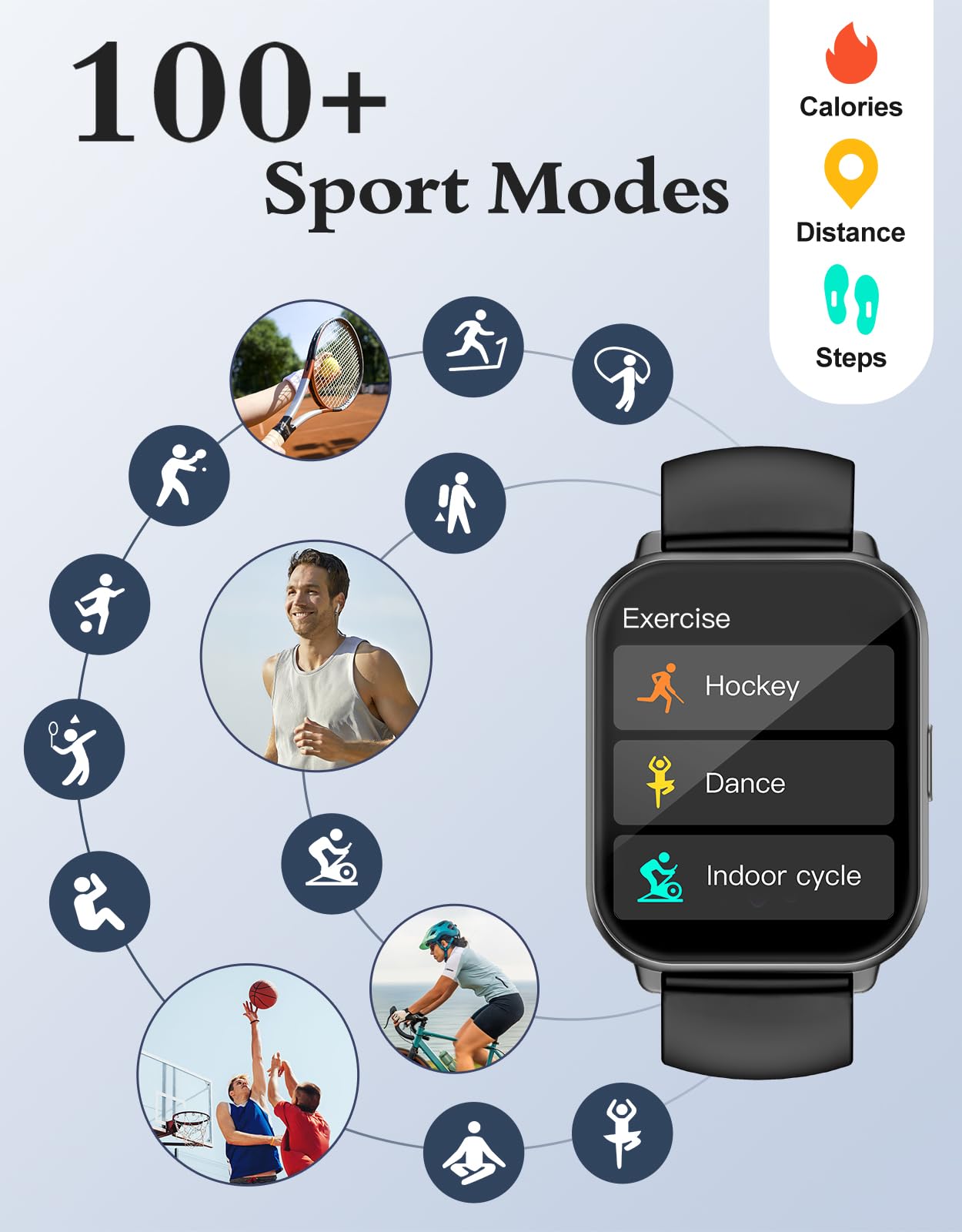 RUIMEN Montre Connectée Homme Femme avec Appel Bluetooth Smartwatch avec Podometre Cardiofrequencemetre Oxymetre Montre Sport pour iPhone Android Etanche IP68 Notification Chronometre Meteo Noir