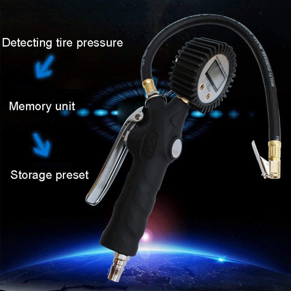 Manómetro Digital de presión de neumáticos, manómetro de Aire portátil de 100 PSI, portabrocas de Aire Resistente y Accesorios de compresor para camión, automóvil, Tubo Interior de Bicicleta