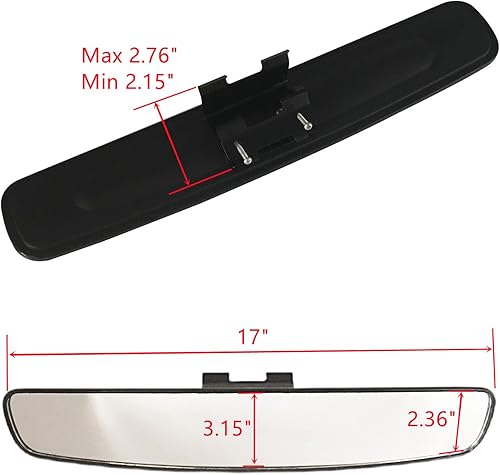 Miniatura 2 de Espejo retrovisor panorámico de visión de 17 pulgadas para día/noche gran angular convexo para coche universal camión SUV