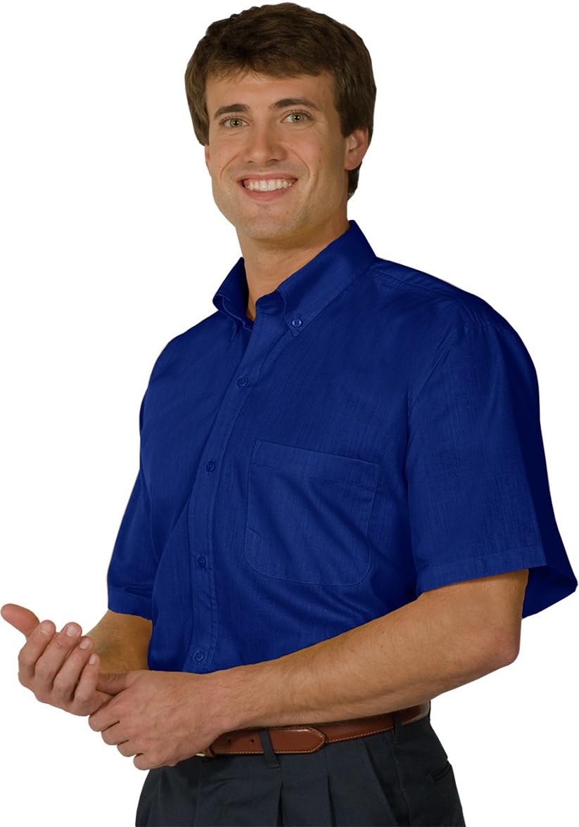 Edwards Garment Men's Wrinkle Poplin Shirt, Royal, 6X-Large Tall