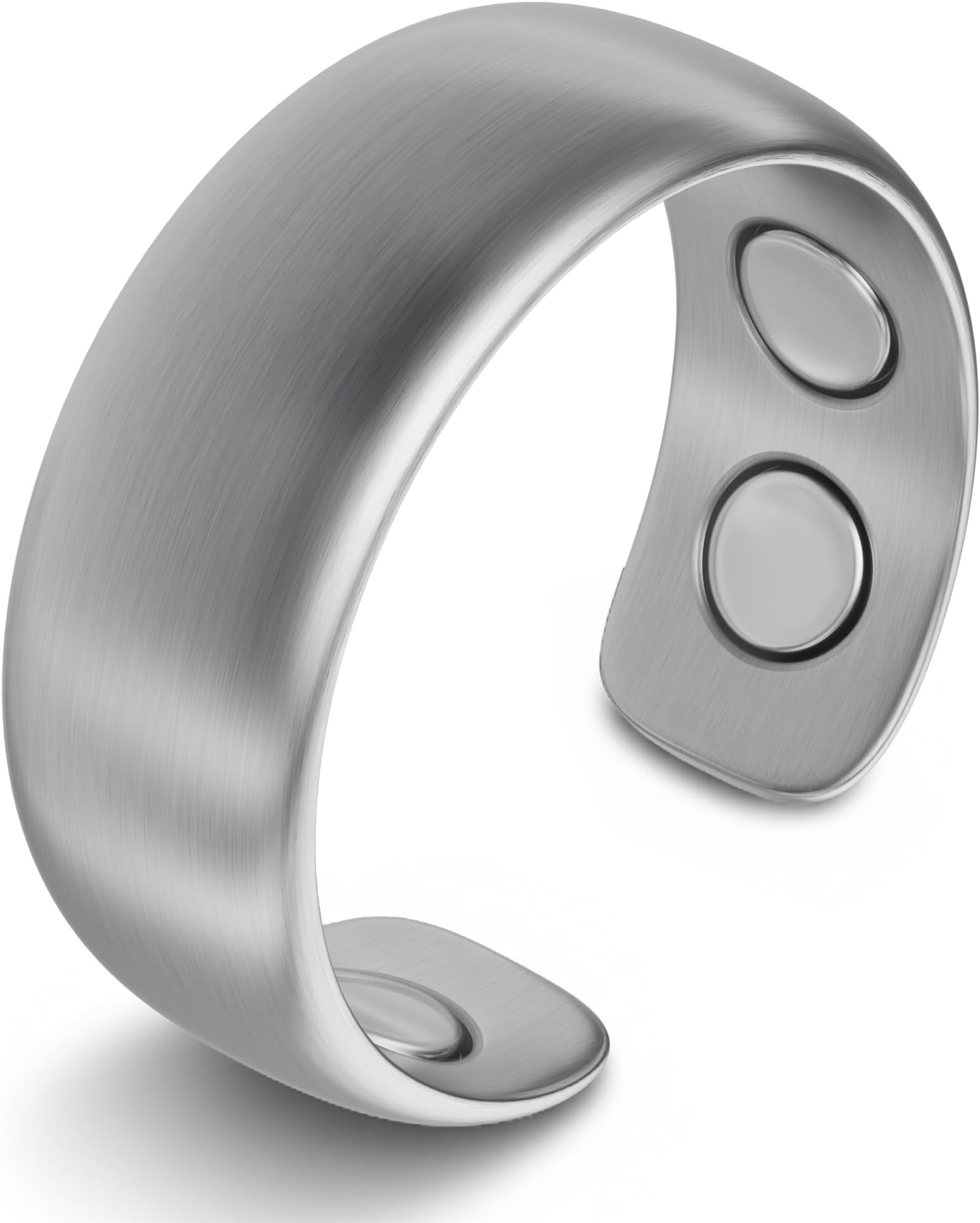 - MagnetRX® Magnetic Ring - Elegant Stainless Steel Ring - Magnet Rings for Men (Brushed Silver | Size: 8)
