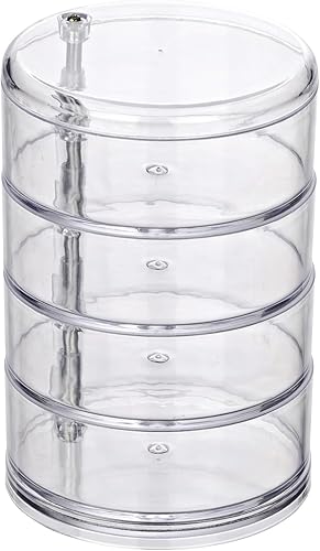 WENKO 20990100 Organizador de cosméticos Torre transparente - 4 compartimentos, acrílico, 4.5 x 6.9 x 4.5 in, transparente