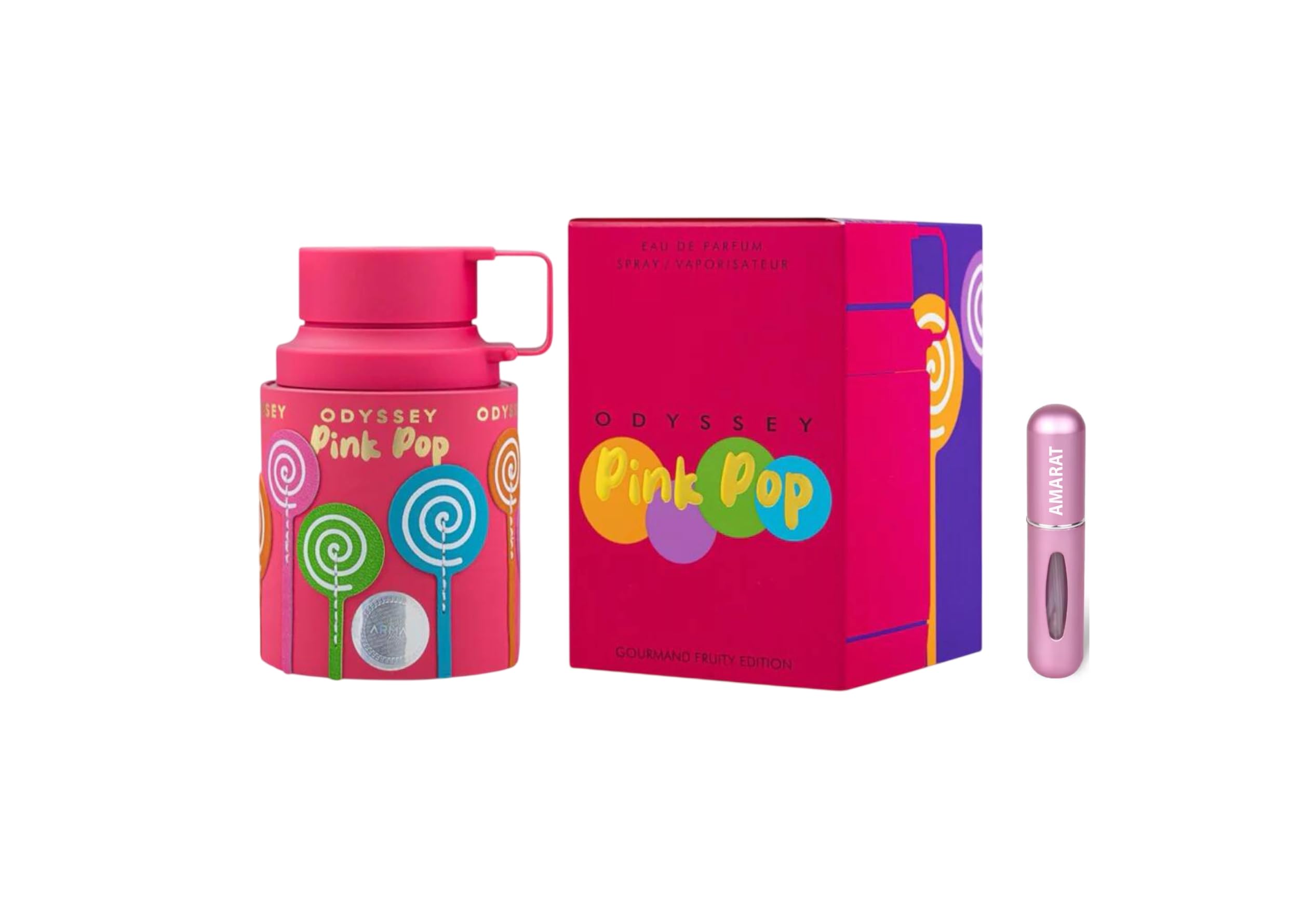 Armaf Odyssey Pink Pop Eau de Parfum 100ml, Perfume Árabe para Mujer de Larga Duración, Incluye Atomizador Recargable, Fragancia Floral Frutal con Notas de Fresa, Frambuesa, Coco y Vainilla (Pink Pop)