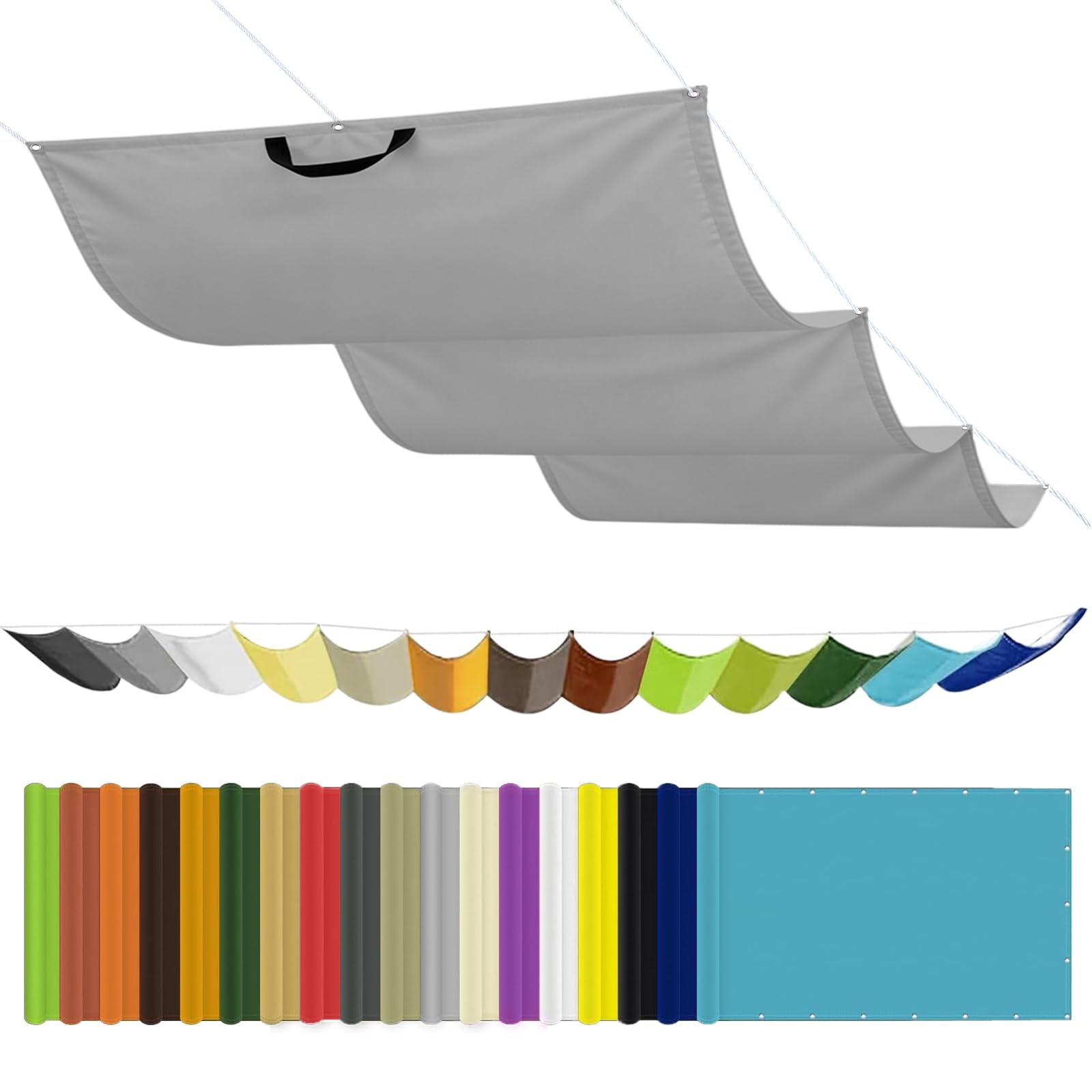 Retractable Pergola Canopy 1.6 x 3.8 m Sun Protection, Weather Protection, Uv-Resistant, Retractable Pergola Shade, With Eyelets and Rope for Outdoor Terrace Garden, Light Grey