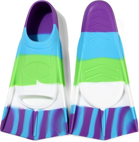 Miniatura 166 de Aletas de natación para niños, aletas cortas para niños y jóvenes, aletas de natación para entrenamiento de natación para niños, niñas, niños Azul,