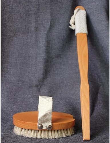 Natural Pig Bristle Bath Brush with Long Handle - Body Scrubber