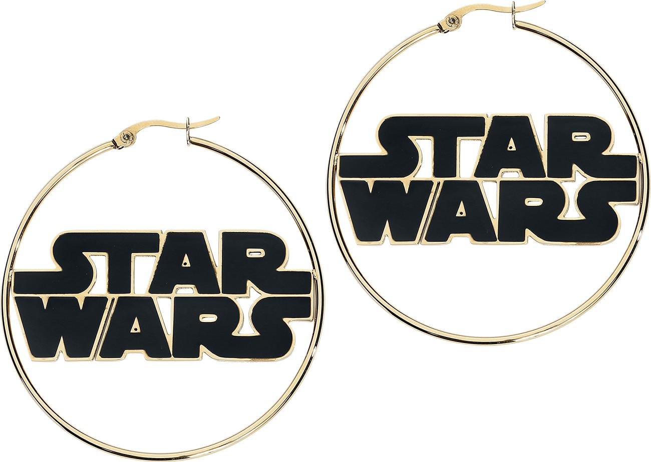 Star Wars Jewelry Logo Stainless Steel Gold IP 50mm Hoop