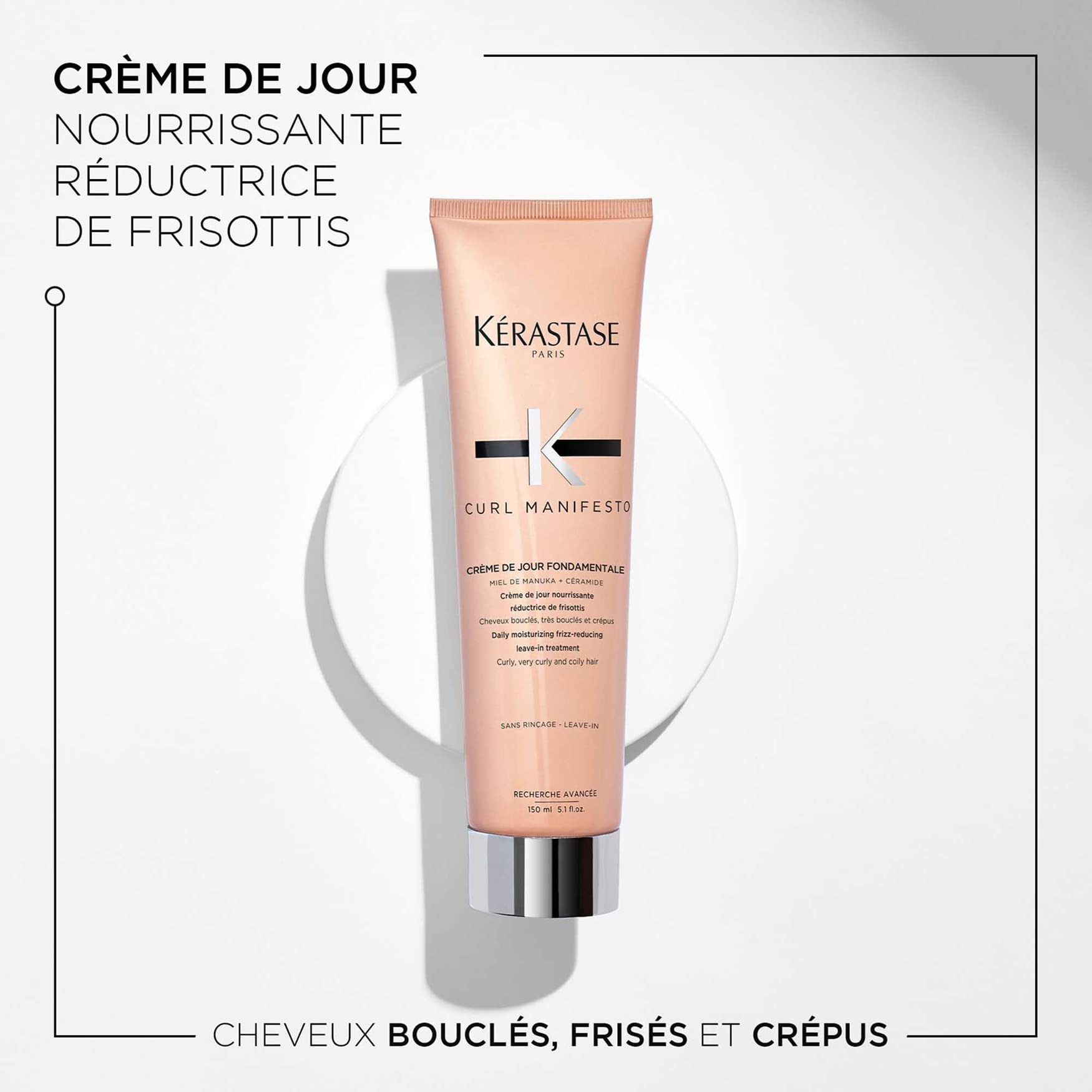 KÉRASTASE Curl Manifesto - Crème de Jour Fondamentale - Soin Capillaire Anti-Frisottis - Nourrit & Définit - Miel de Manuka & Céramides - Cheveux Bouclés - Frisés & Crépus - 150 ml