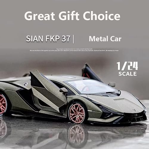 SASBSC Toy Cars Lambo Sian Metal FKP3 Model Car with Light and Sound Pull Back Car Toys for 3+ Year Old Boys (Green-1 24)