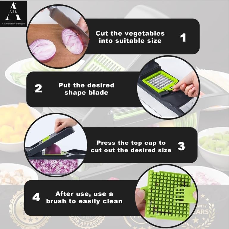 Miniatura 4 de 2025 Nuevo 18 en 1, picador de verduras, ensalada y cebolla, picador de verduras y verduras, cortador de verduras, cortador de patatas y cebolla,