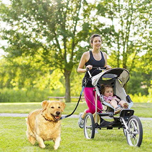 Paw Lifestyles Retractable Hands Free Dog Leash W/Smartphone Pouch – Dual Handle Bungee Waist Leash For Up To 150 Lbs Large Dogs (Black - Blue W/Smartphone Pouch) #TOP5